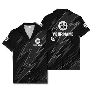 bold lightning bolt repeat pattern personalized hawaiian shirt for men