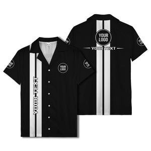 bold vertical stripe custom logo hawaiian shirt for men