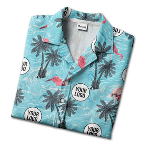 caribbean flamingos & palm trees vintage aloha hawaiian shirt
