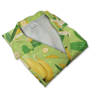 Cartoon Banana and Monstera Hawaiian Shirt on Pale Yellow