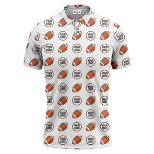 cartoon football logo circle repeat black sports polo shirt for men