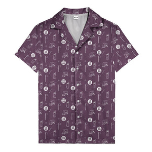 cartoon golf carts & clubs fairway fun dark green hawaiian shirt for men