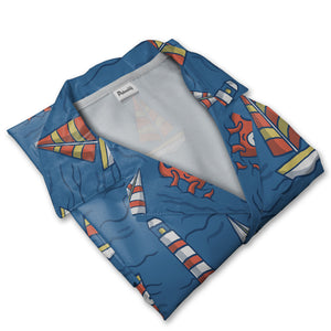 Cartoon Octopus & Lighthouse Nautical Hawaiian Shirt – Ocean Sailing Adventure