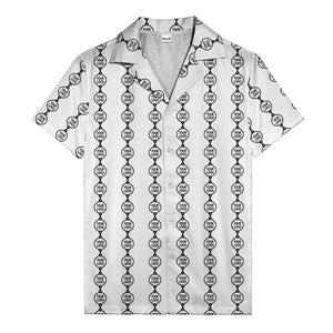 chain link custom logos black white all over hawaiian shirt