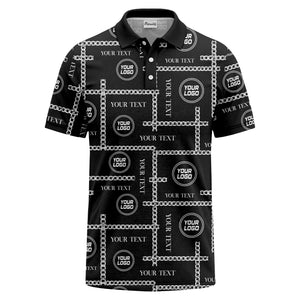 chain link grid custom logo monochrome polo shirt for men