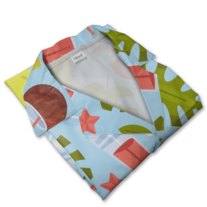 Cream Coconut Cocktail Hawaiian Shirt with Monstera Melon and Conch Shells