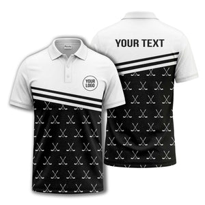 crossed golf clubs & balls repeat pattern polo shirt for men