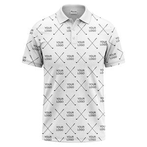 crossed golf clubs & logo repeat graphic polo shirt for men