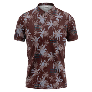 custom color tropical palm tree polo shirt | all-over illustrated print