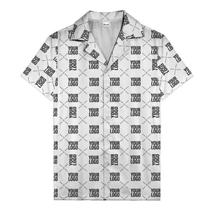 custom logo diamond repeat monochrome hawaiian shirt for men