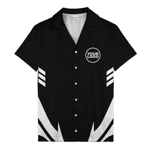 custom logo geometric stripes hawaiian shirt men's aloha button down