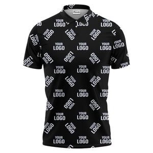 custom logo pattern polo shirt - repeating text all over print design