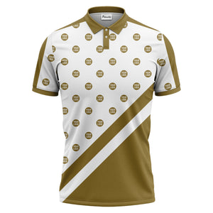 custom logo repeat diagonal stripe black & white polo shirt