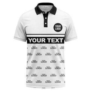 custom monogram logo repeat & text banner all over polo shirt