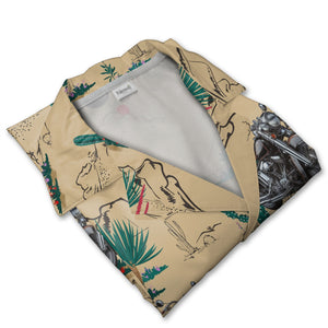 Custom Motorcycle Desert Hawaiian Shirt with Cactus Landscape