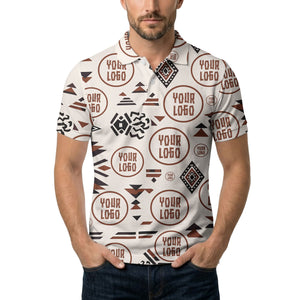 custom multi color geometric pattern polo shirt with abstract logo design for men hawaiian shirt