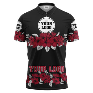 hibiscus floral polo shirt hawaiian shirt