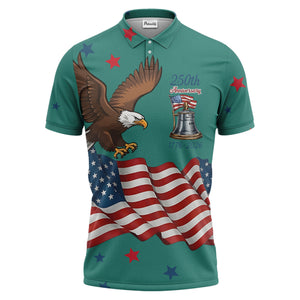 custom multi color patriotic eagle stars & stripes anniversary men's golf polo shirt