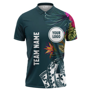 tropical floral team polo shirt hawaiian shirt