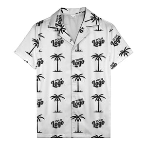 custom palm trees & your logo repeat black gold hawaiian shirt