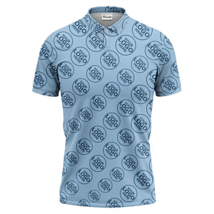 Custom Repeating Geometric Circles Logo Polo Shirt For Personalized Branding