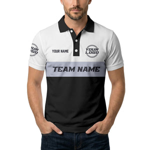 custom team name logo horizontal stripe polo shirt for men