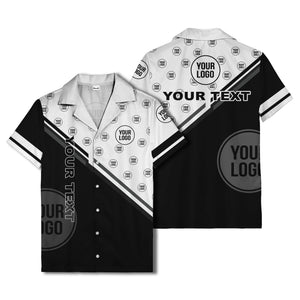 customizable diagonal stripe & logo repeating hawaiian shirt