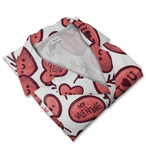 Decorative Hearts Hawaiian Shirt with Floral Patterns and Swirl Designs