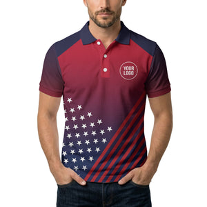 diagonal stars & stripes gradient patriotic polo shirt for men