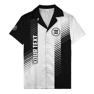 diagonal stripes & custom logo monochrome hawaiian shirt