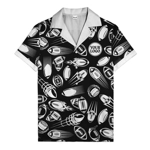 dynamic footballs & speed lines black white graphic hawaiian shirt for men