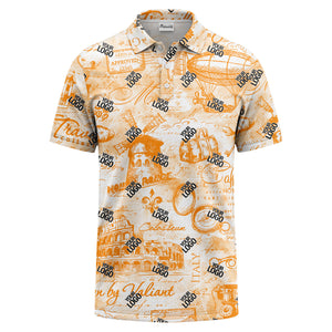 eiffel tower & airship sketched landmark polo shirt for men