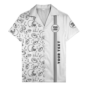 football helmets play diagrams cartoon sports hawaiian shirt for men