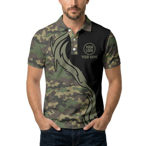 forest camouflage deer antlers personalized logo all over print polo shirt