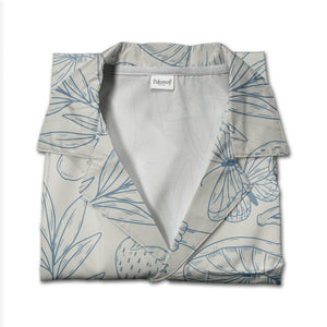 Fuchsia and Cyan Doodle Mushroom Hawaiian Shirt on Navy Blue