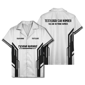 geometric stripes & custom text aloha hawaiian shirt for men