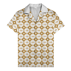 gold mon diamond lattice monogram hawaiian shirt for men