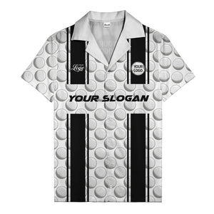 golf ball & white stripe repeat hawaiian shirt for golfers