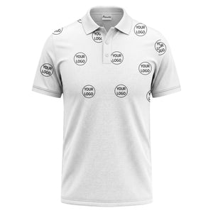 gradient black white custom logo repeat polo shirt