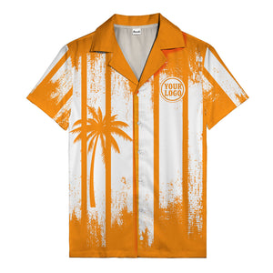 grunge monochrome palm tree silhouettes & stripe hawaiian shirt for men