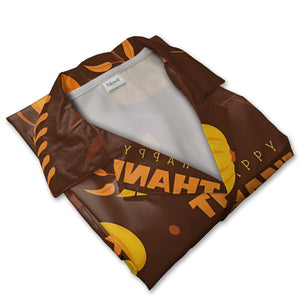 Happy Thanksgiving Hawaiian Shirt with Rustic Pumpkins and Oak Leaves
