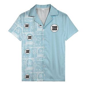 Illustrated Midnight Black Tropical Palm Tree Turtle Dolphin Hawaiian Shirt For Men