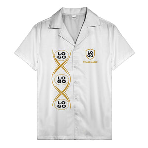 infinity symbol & shield crest black gold hawaiian shirt for men