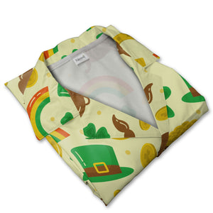 Irish Gnome Hawaiian Shirt with Bearded Characters Shamrocks and Beer Mugs