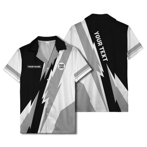 lightning bolt & diagonal stripe graphic hawaiian shirt for men