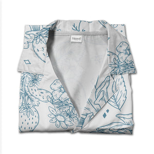 Line Art Mushroom Hawaiian Shirt with Strawberries and Stars