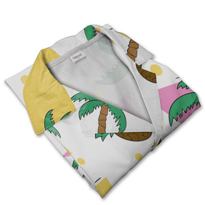 Mint Green Tropical Pineapple Coconut Hawaiian Shirt with Monstera and Hibiscus