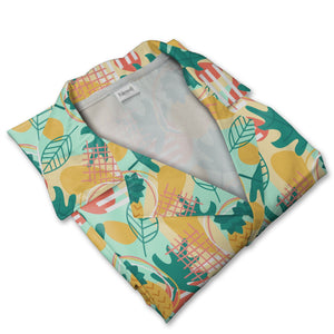 Modern Abstract Pineapple Hawaiian Shirt on Mint Green Background
