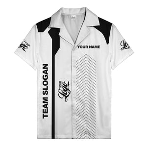 modern arrow geometric custom logo hawaiian shirt with personalized text