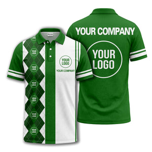 monochrome argyle diamond & custom logo polo shirt